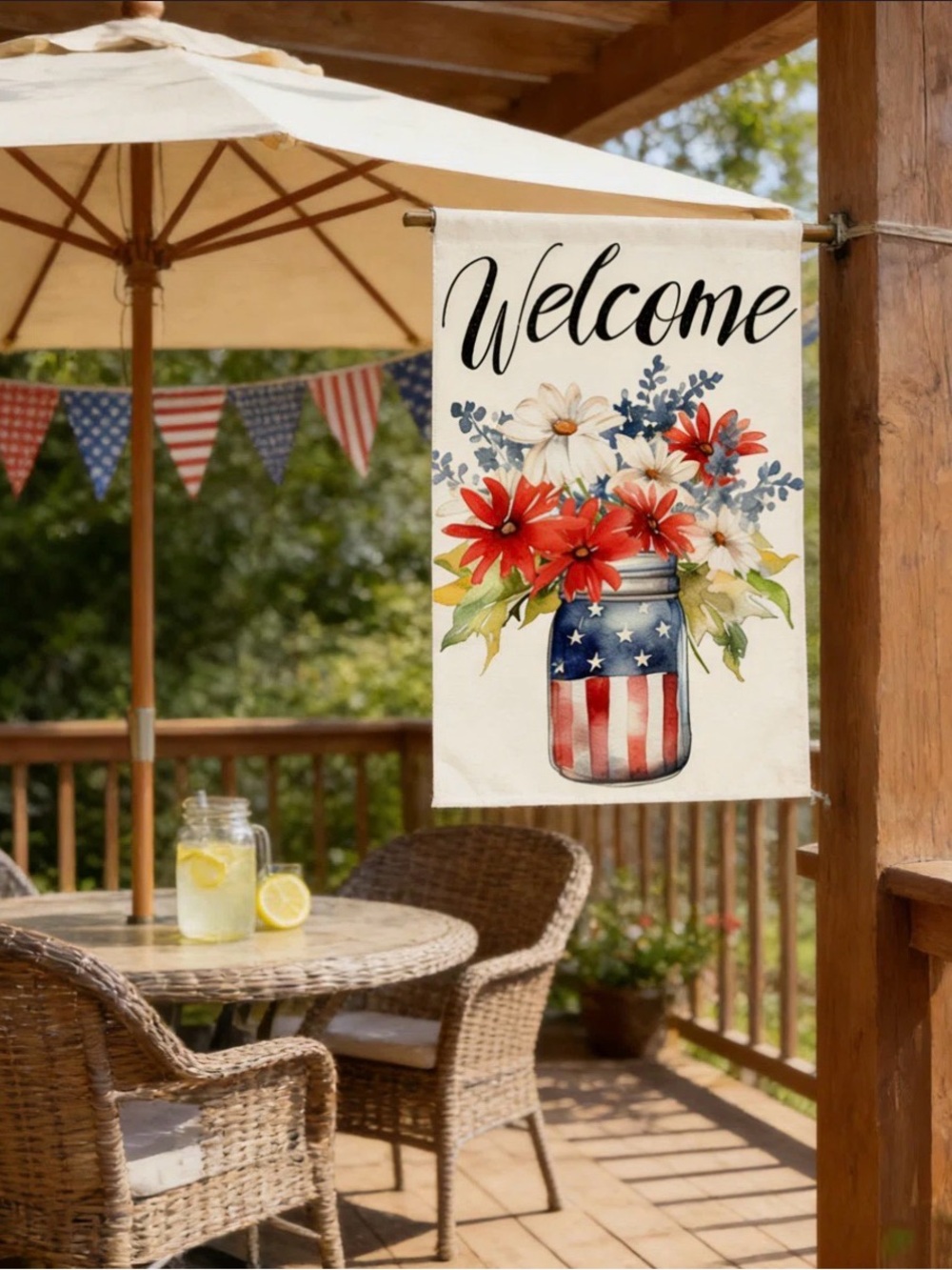 Welcome Floral Mason Jar Garden Flag -Double Sided 17.7” x 11.8”